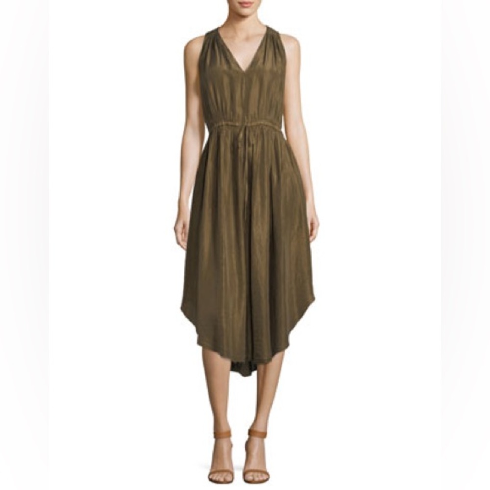Giada Forte Forte Habutai Silk Self-Tie Empire Dress size 3 Italy Olive Green